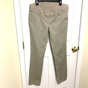 H&M Mama Maternity Khakis. Brown. Dressy. Size 14. 2 Pockets. Work Chinos. Belt.